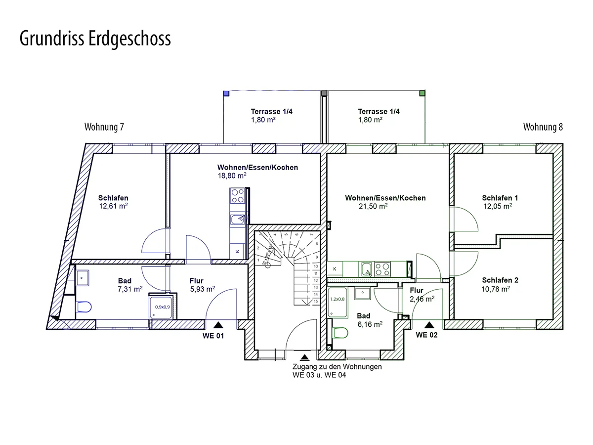 Grundriss-W7-W8 Ferienhaus Kaiserhof - Haus 2 EG