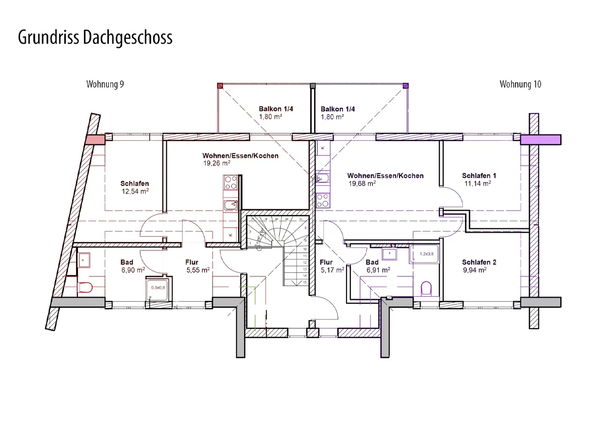 Ferienwohnung Kaiserhof Grundriss Dachgeschoss W9 W10