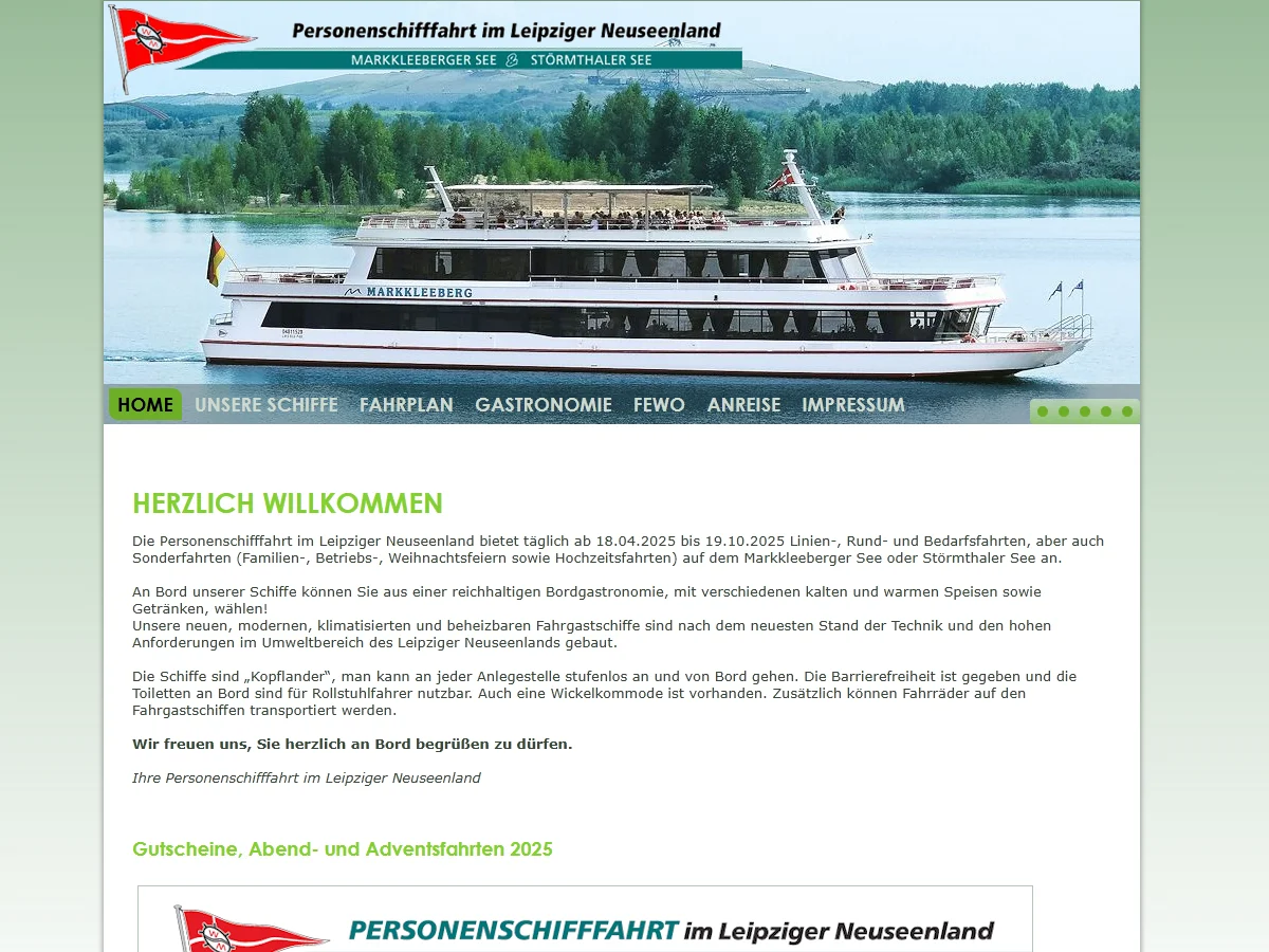 Personenschifffahrt im Leipziger Neuseenland